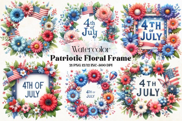 Download Patriotic Floral Frame PNG Clipart - Floral frame png Collection