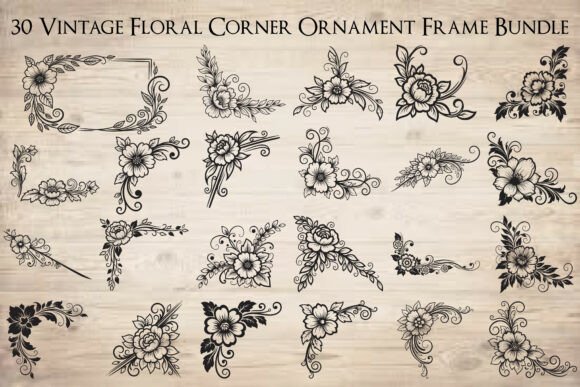 Download Vintage Floral Corner Ornament Frame - Ornament Collection