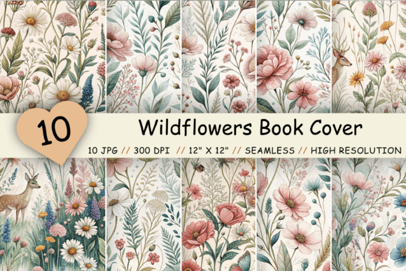 Download Wildflowers Seamless Book Cover Pattern - Flowers Collection