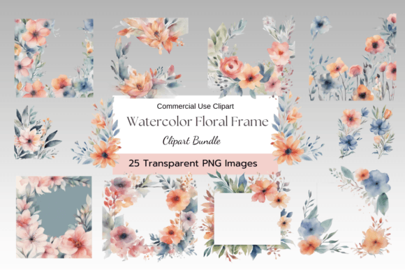 Download Dreamy Coral Watercolor Floral Frame PNG - Floral frame png Collection
