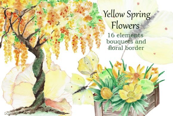 Download Spring Yellow Flowers Watercolor Png - Flowers Collection