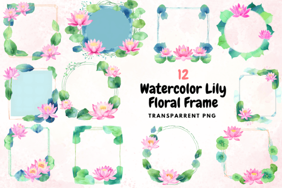 Download Watercolor Lily Floral Frame PNG - Floral frame png Collection