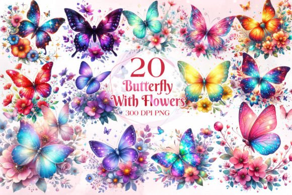Download Butterfly with Flowers Clipart Bundle - Flowers Collection