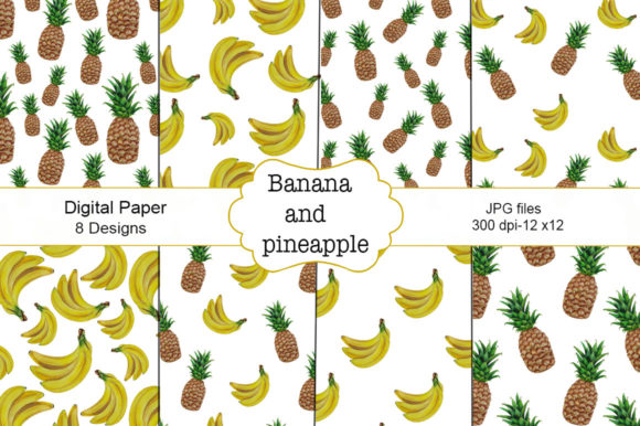 Download Watercolor Banana and Pineapple Pattern 6 - Premium Resources