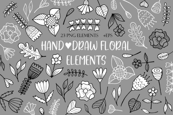 Download Hand-draw Floral Elements Doodle Flowers - Flowers Collection