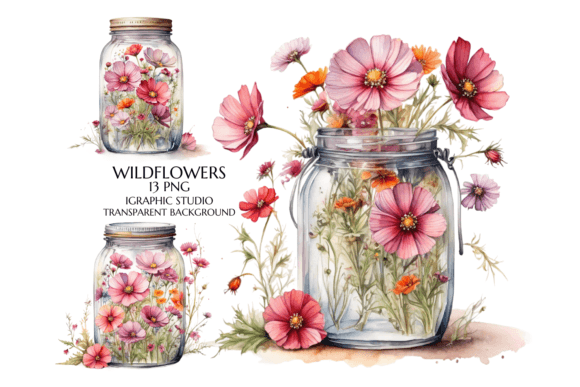 Download Watercolor Flowers in Jar Clipart - Flowers Collection