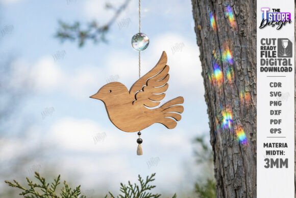 Download Flying Bird Wood Ornament Laser Cut |CNC - Ornament Collection