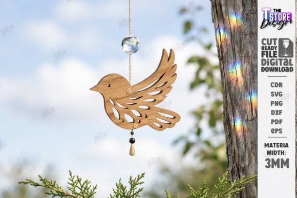 Download Flying Bird Wood Ornament Laser Cut |CNC - Ornament Collection